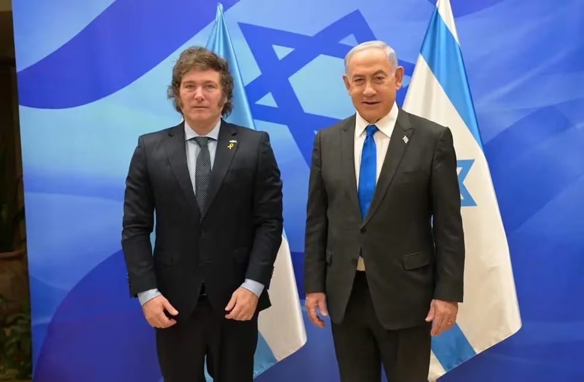 El Presidente Javier Milei junto al Primer Ministro Israelí Benjamin Netanyahu.